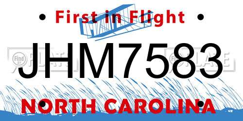 JHM7583 North Carolina License Plate