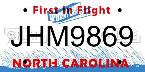 JHM9869 North Carolina License Plate