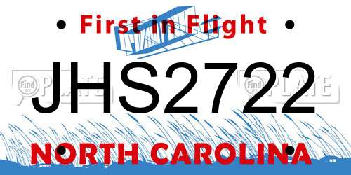 JHS2722 North Carolina License Plate