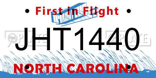 JHT1440 North Carolina License Plate