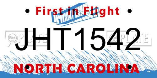 JHT1542 North Carolina License Plate