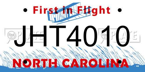 JHT4010 North Carolina License Plate