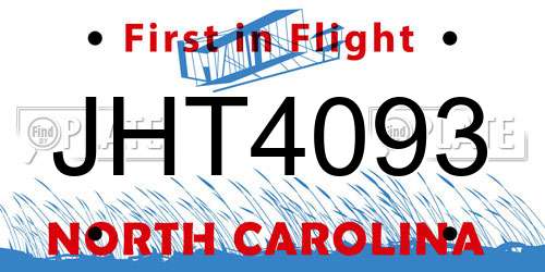 JHT4093 North Carolina License Plate