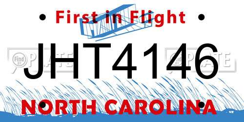 JHT4146 North Carolina License Plate