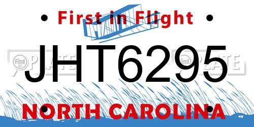 JHT6295 North Carolina License Plate