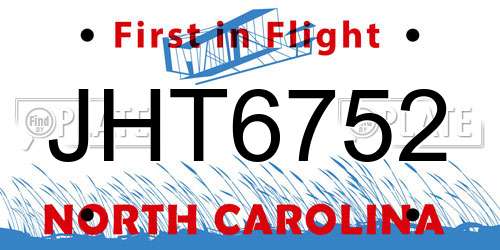 JHT6752 North Carolina License Plate