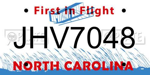 JHV7048 North Carolina License Plate