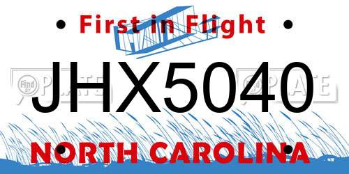 JHX5040 North Carolina License Plate