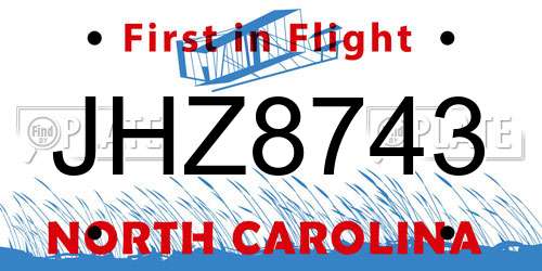 JHZ8743 North Carolina License Plate
