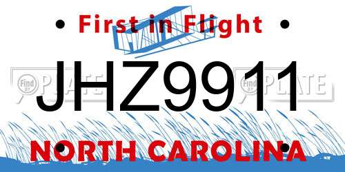 JHZ9911 North Carolina License Plate