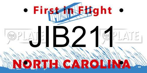 JIB211 North Carolina License Plate