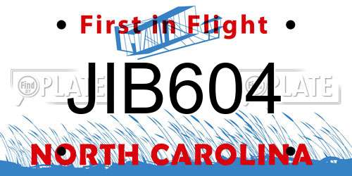 JIB604 North Carolina License Plate