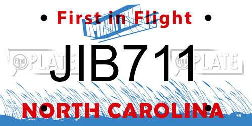 JIB711 North Carolina License Plate