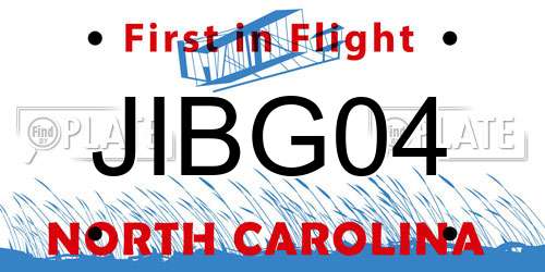 JIBG04 North Carolina License Plate