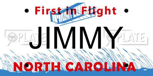 JIMMY North Carolina License Plate
