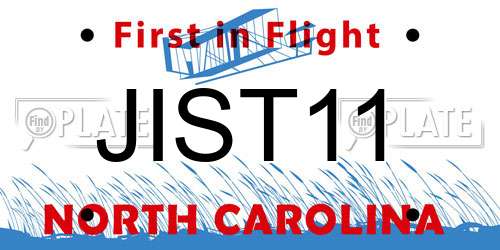JIST11 North Carolina License Plate
