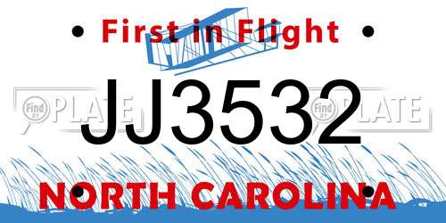 JJ3532 North Carolina License Plate