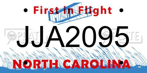 JJA2095 North Carolina License Plate