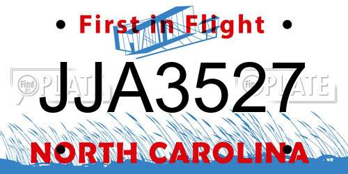 JJA3527 North Carolina License Plate