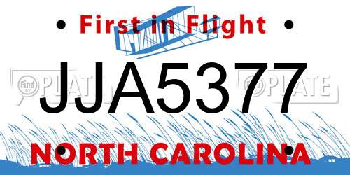 JJA5377 North Carolina License Plate