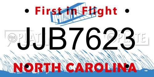 JJB7623 North Carolina License Plate