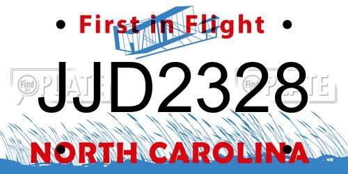 JJD2328 North Carolina License Plate
