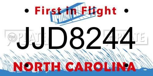 JJD8244 North Carolina License Plate
