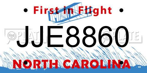 JJE8860 North Carolina License Plate