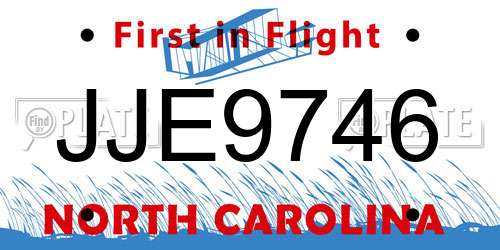 JJE9746 North Carolina License Plate