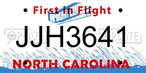 JJH3641 North Carolina License Plate