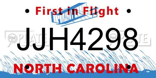 JJH4298 North Carolina License Plate