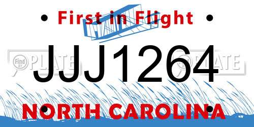 JJJ1264 North Carolina License Plate