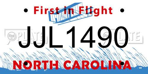 JJL1490 North Carolina License Plate