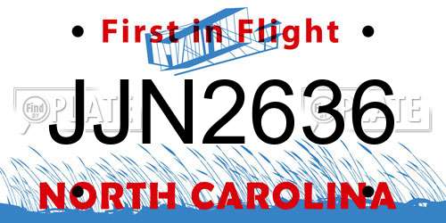 JJN2636 North Carolina License Plate