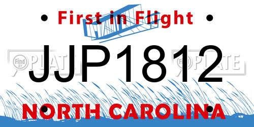 JJP1812 North Carolina License Plate