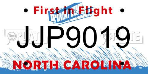 JJP9019 North Carolina License Plate