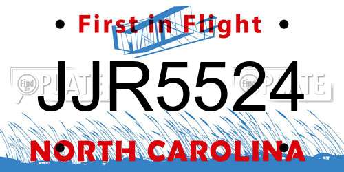 JJR5524 North Carolina License Plate
