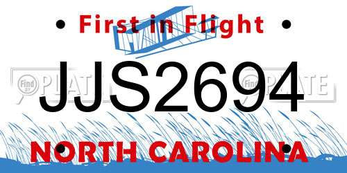 JJS2694 North Carolina License Plate