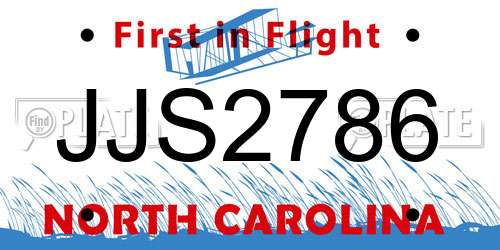 JJS2786 North Carolina License Plate