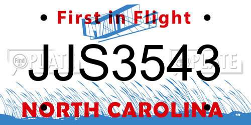 JJS3543 North Carolina License Plate