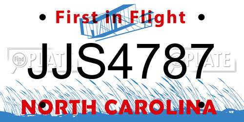 JJS4787 North Carolina License Plate