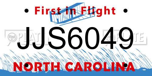JJS6049 North Carolina License Plate