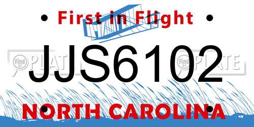 JJS6102 North Carolina License Plate