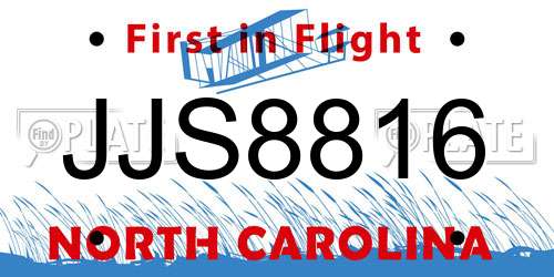 JJS8816 North Carolina License Plate