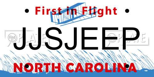 JJSJEEP North Carolina License Plate