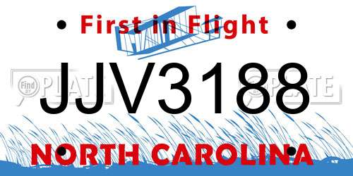 JJV3188 North Carolina License Plate