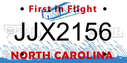 JJX2156 North Carolina License Plate