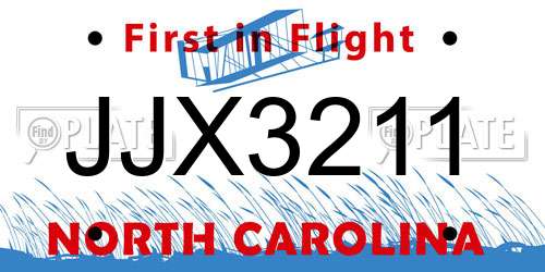 JJX3211 North Carolina License Plate