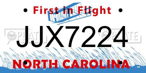 JJX7224 North Carolina License Plate