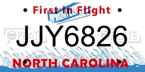 JJY6826 North Carolina License Plate